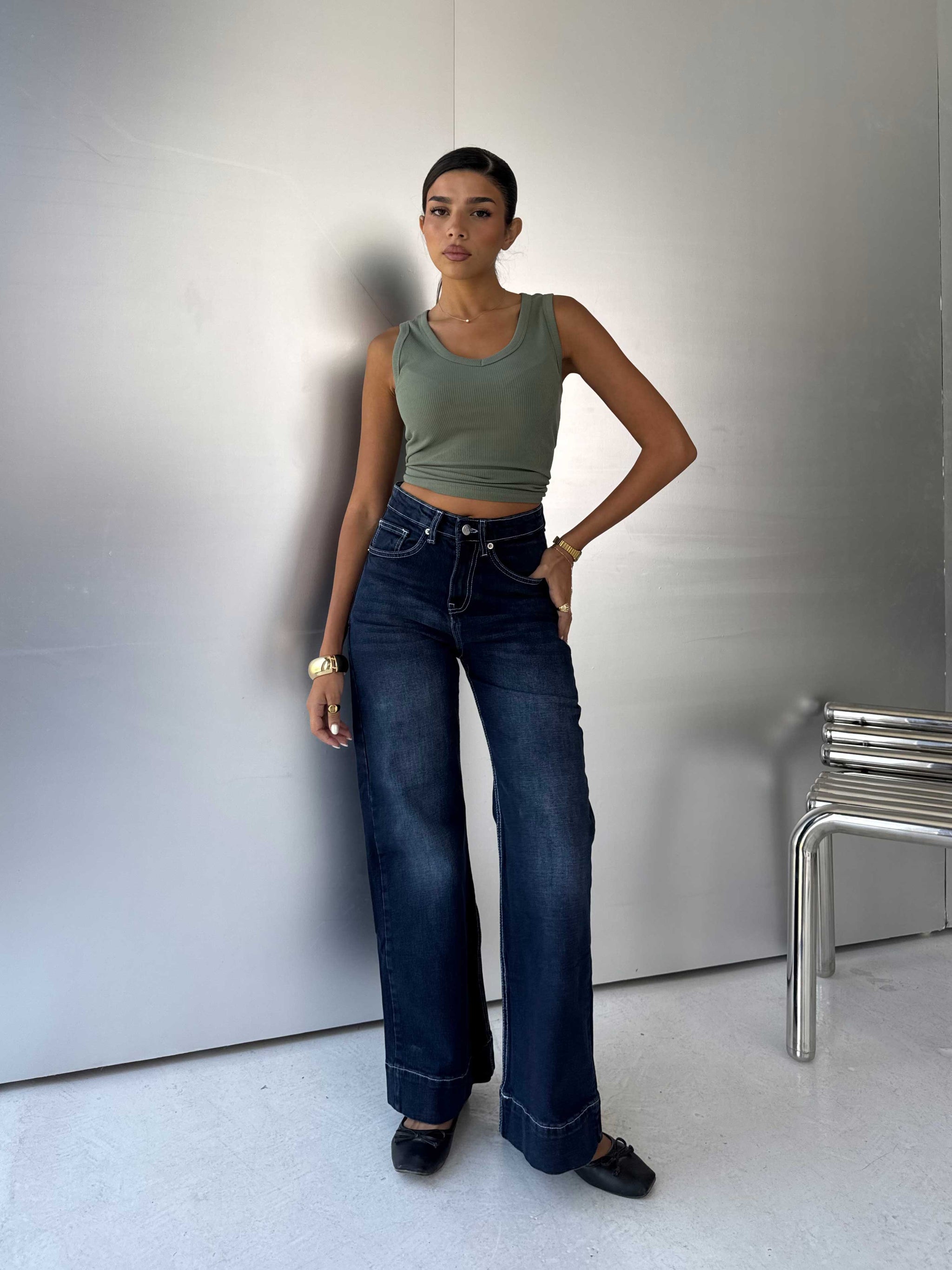 Wide-Leg High-Waist Deep Indigo Jeans Wide-leg CIZARO - Cizaro Jeans