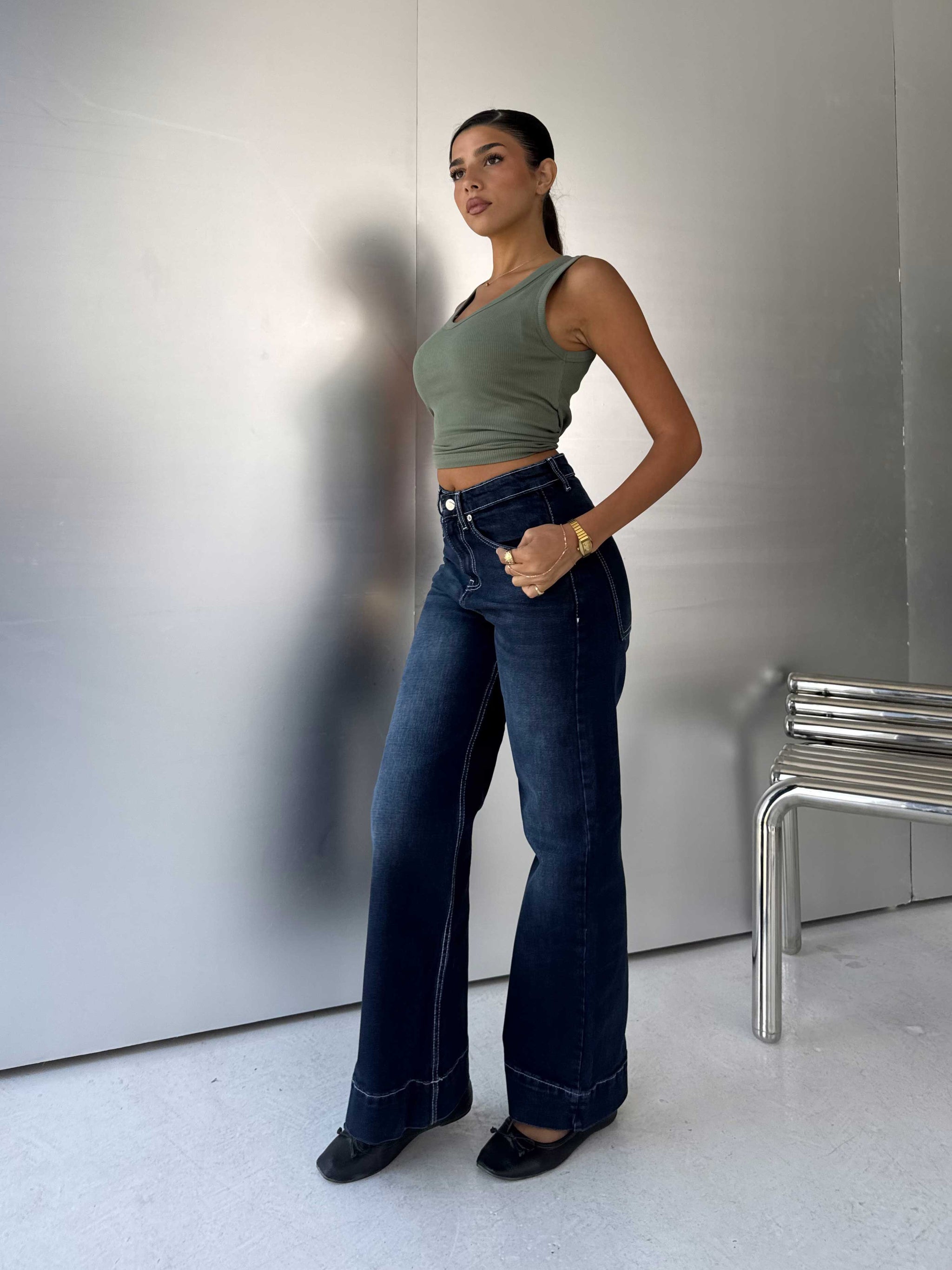 Wide-Leg High-Waist Deep Indigo Jeans Wide-leg CIZARO - Cizaro Jeans