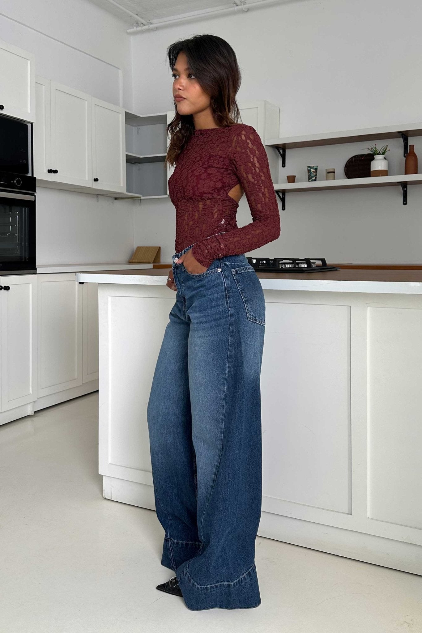 Extreme Wide Leg - High Waist Ocean Blue Jeans Wide-Leg CIZARO - Cizaro Jeans