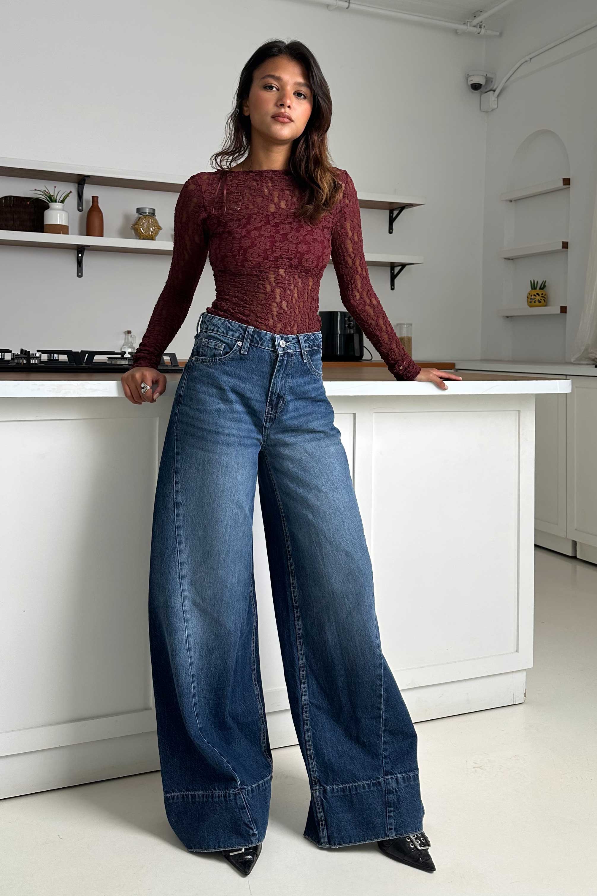 Extreme Wide Leg - High Waist Ocean Blue Jeans