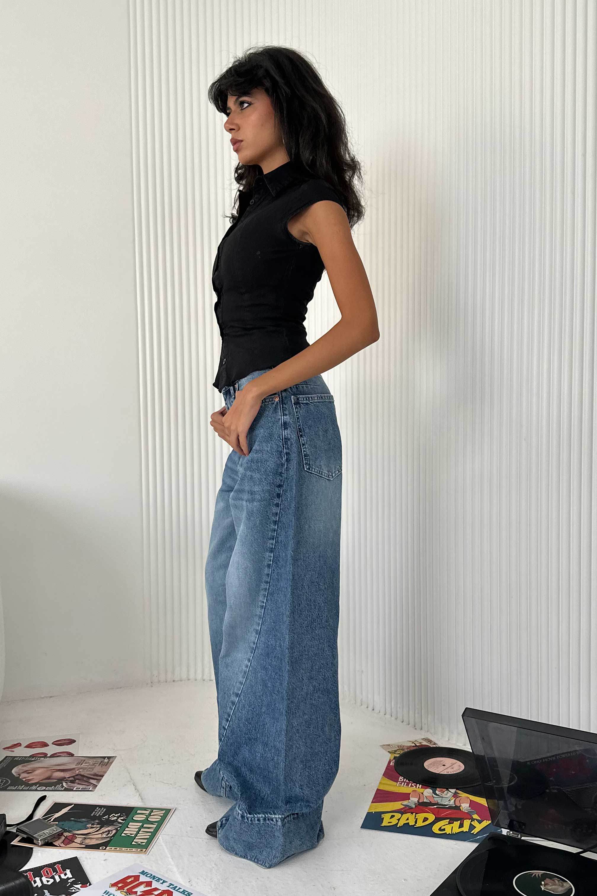 Extreme Wide-Leg - High-Waist Marine Blue Jeans