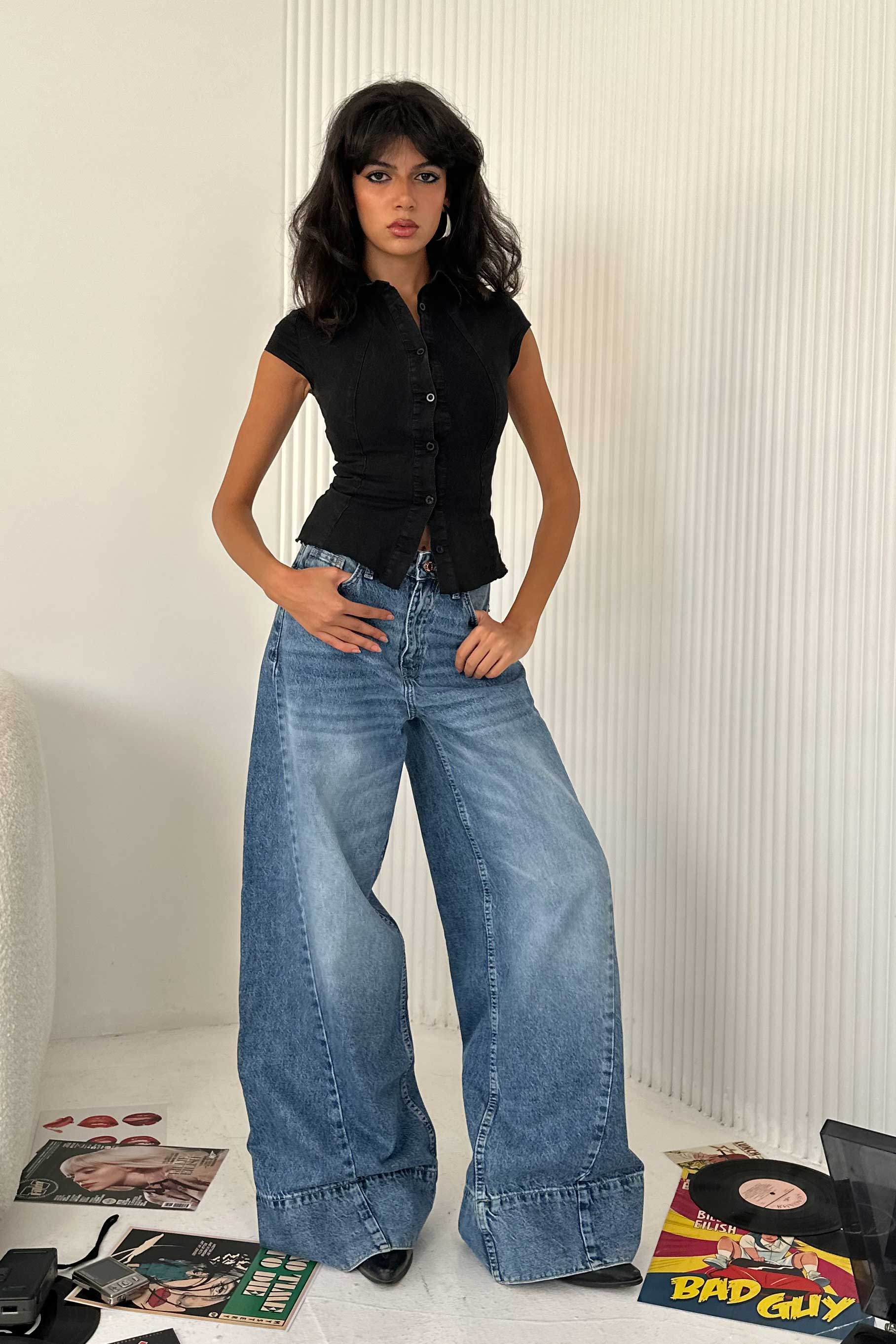 Extreme Wide-Leg - High-Waist Marine Blue Jeans