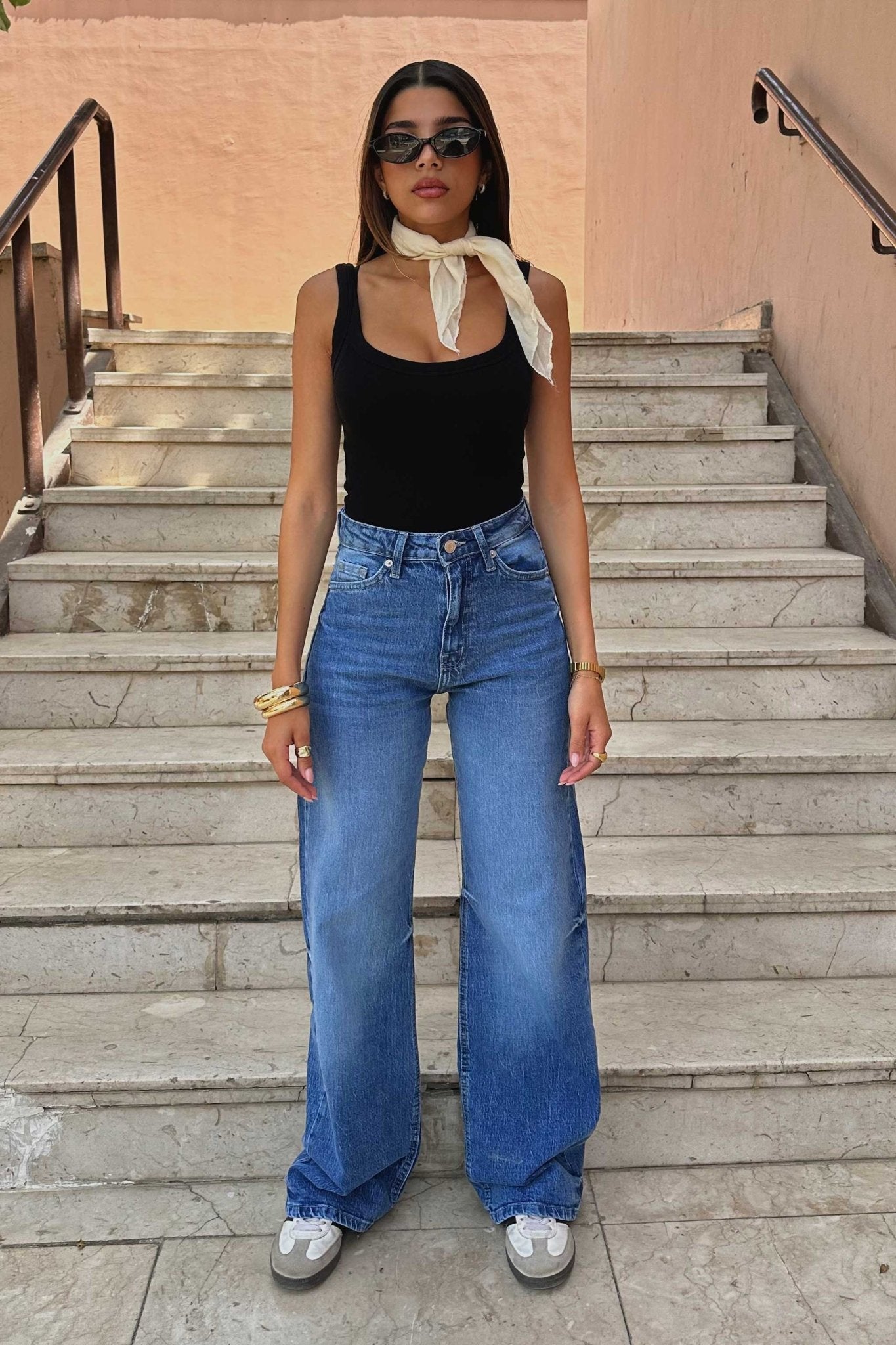 Ultra Comfort | Wide-Leg High-Waist True Blue Washed Jeans