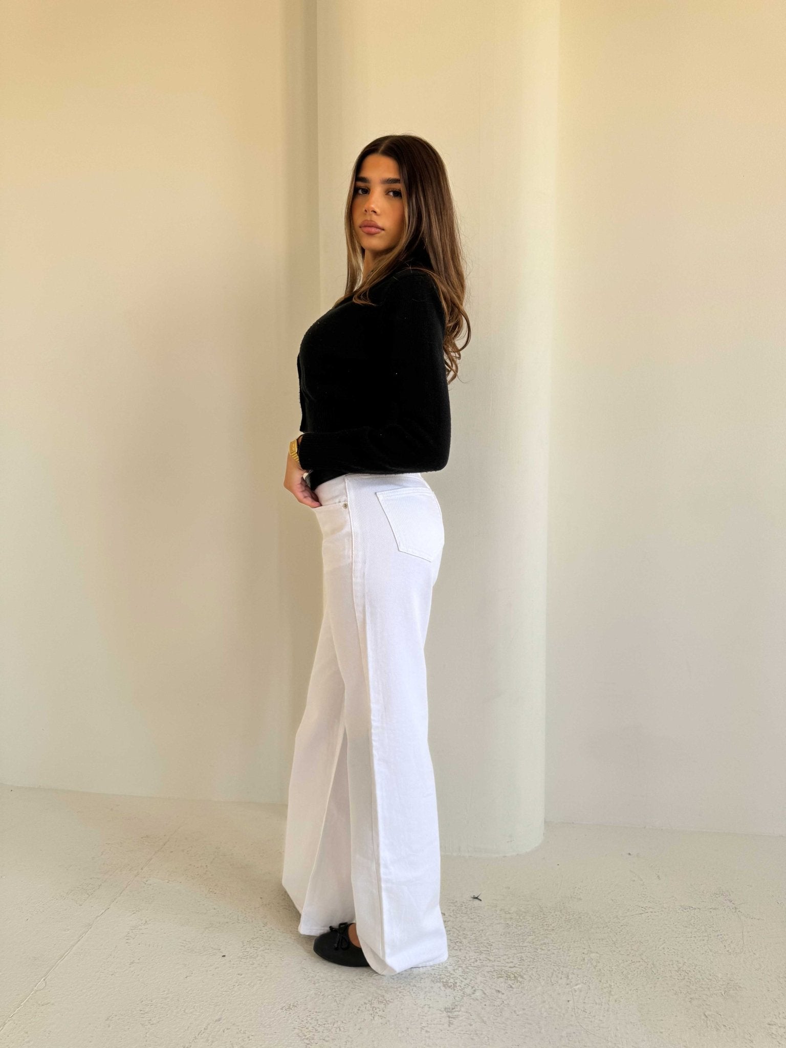 Wide Leg – Low Waist White Jeans wide leg CIZARO - Cizaro Jeans