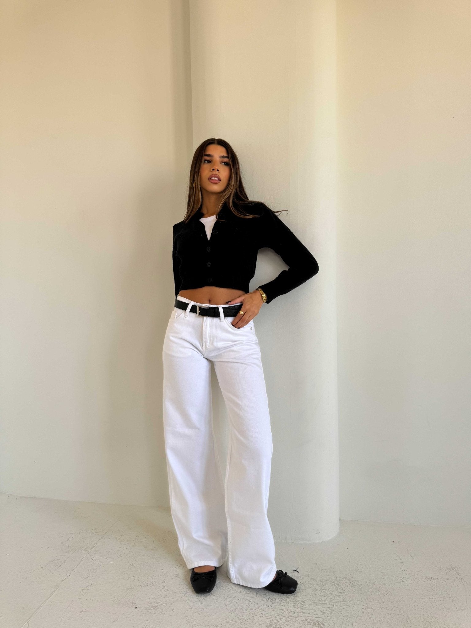 Wide Leg – Low Waist White Jeans wide leg CIZARO - Cizaro Jeans