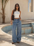 Wide-Leg – High-Waist Ice Acid Blue Jeans Wide Leg CIZARO - Cizaro Jeans