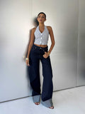 Wide leg High waist Raw Hem turn up 
Raw denim