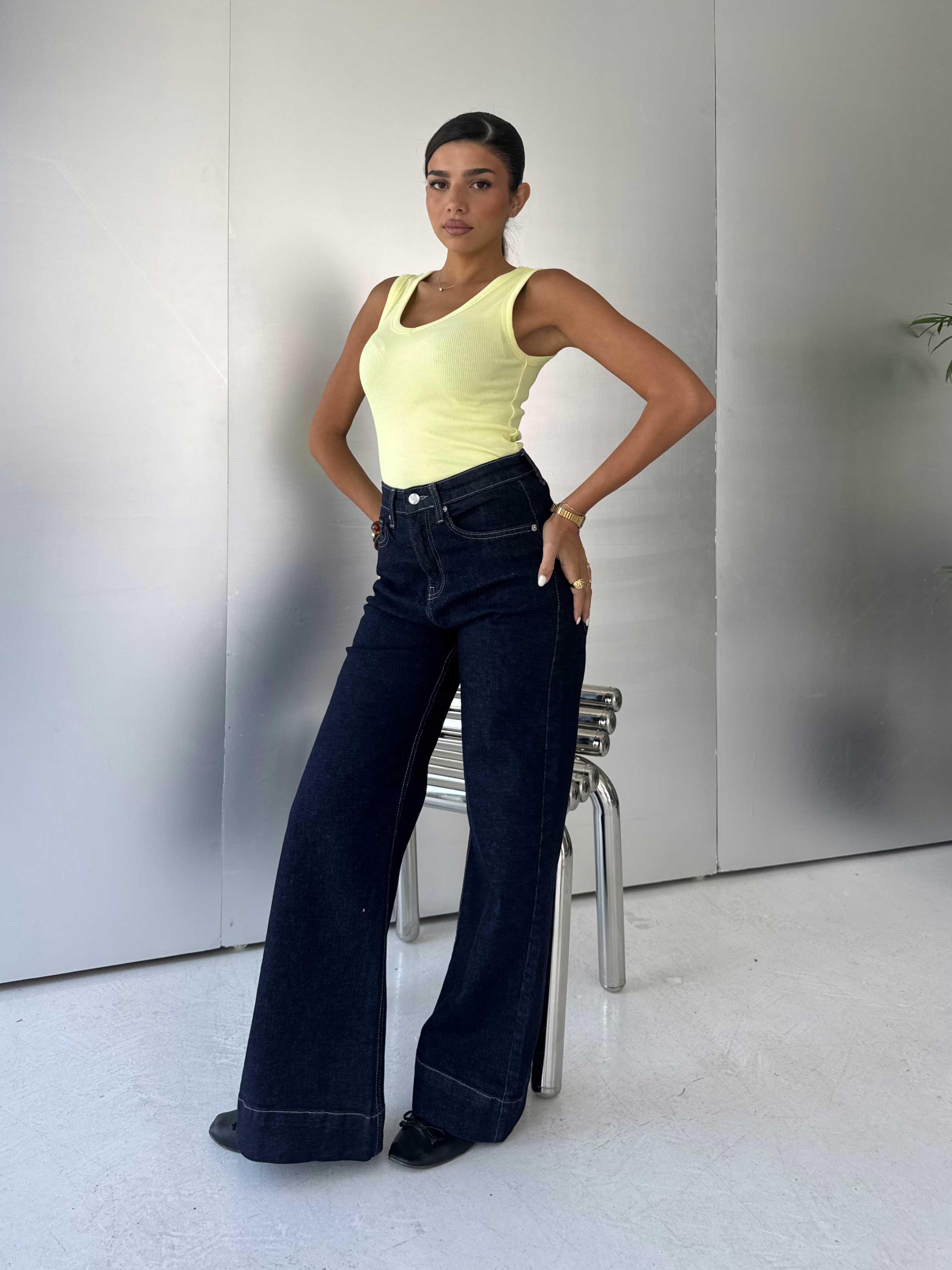 Wide-Leg – High-Waist Raw Denim Jeans Wide-leg CIZARO - Cizaro Jeans