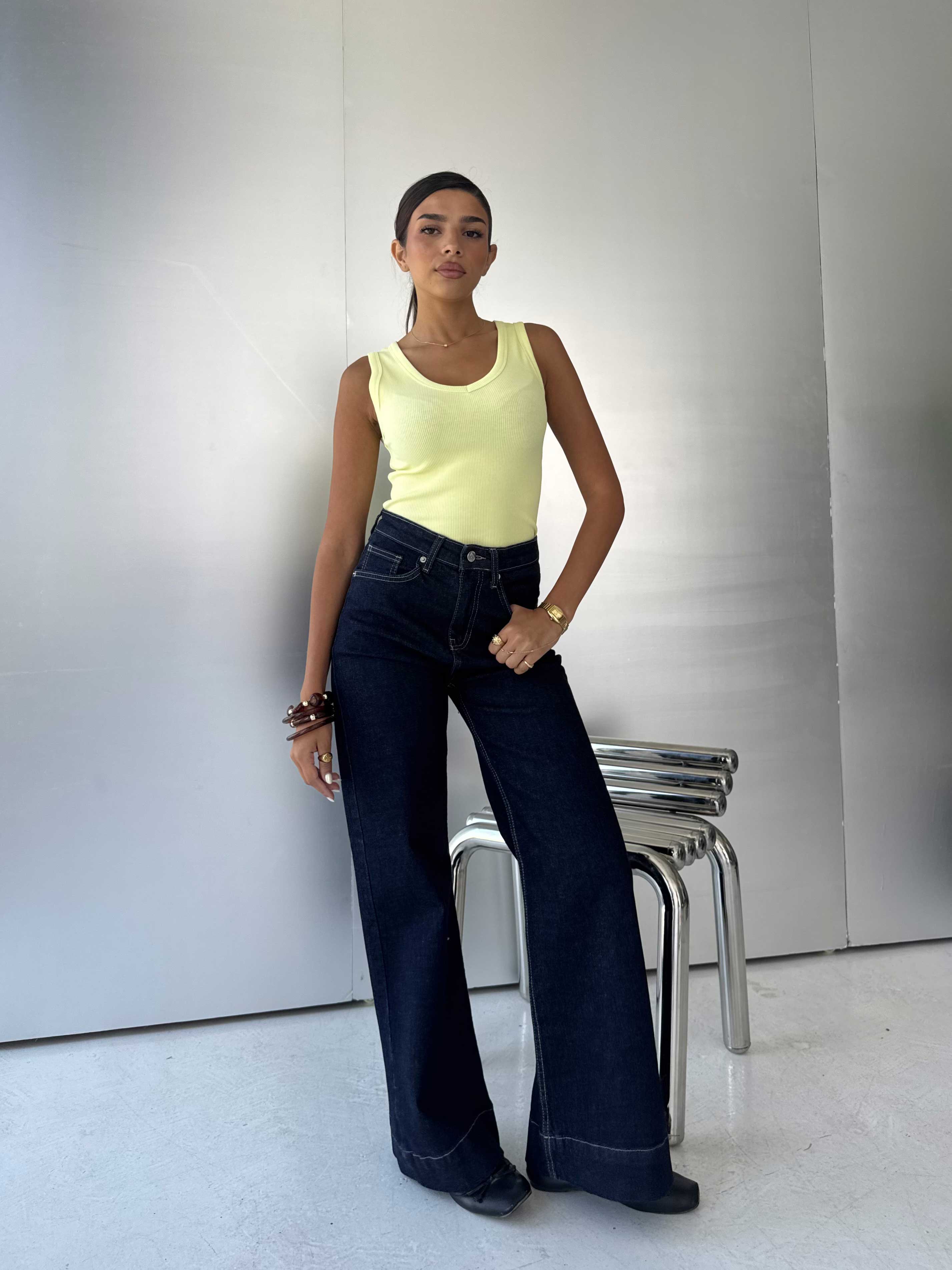 Wide-Leg – High-Waist Raw Denim Jeans Wide-leg CIZARO - Cizaro Jeans
