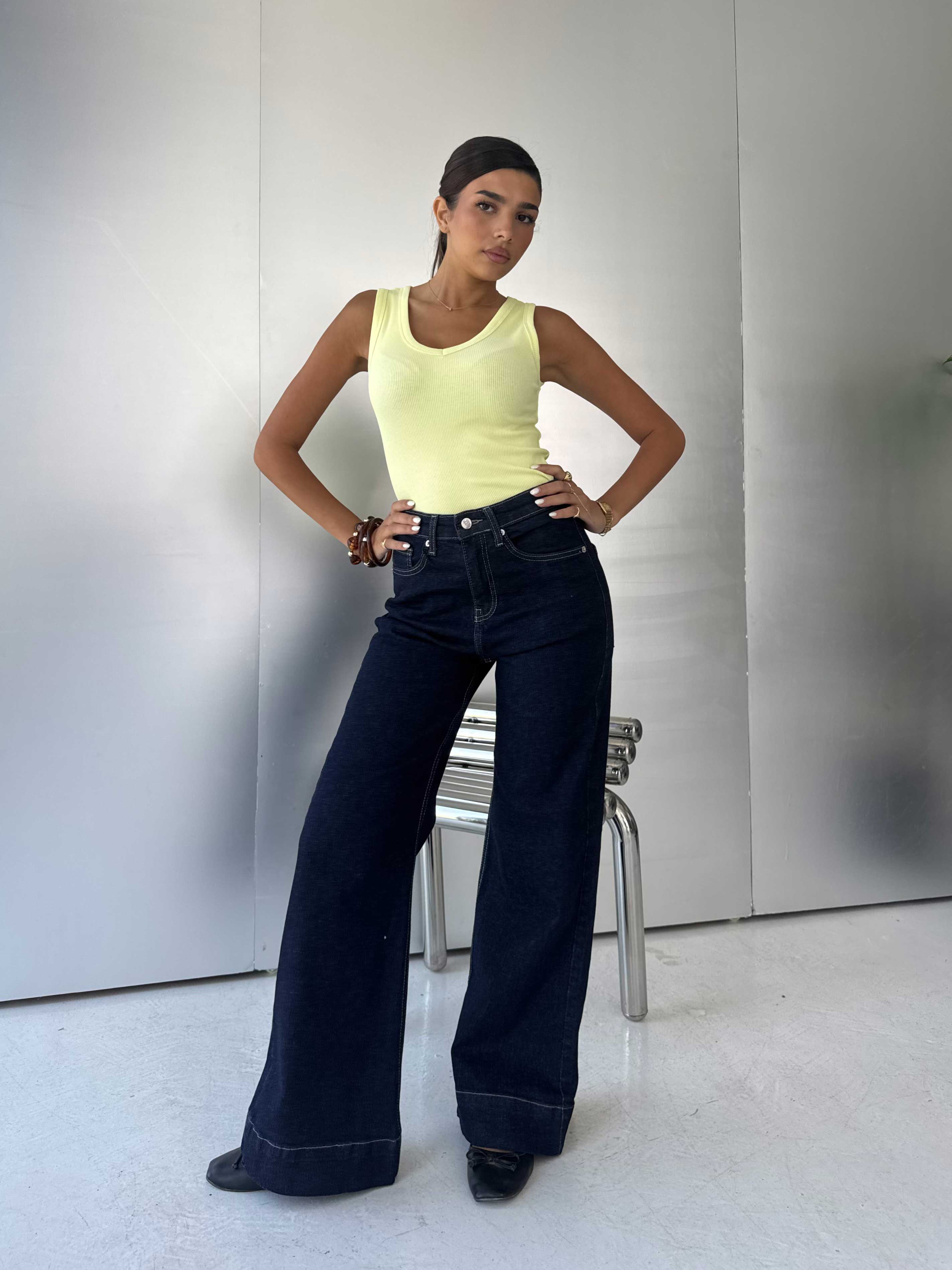 Wide-Leg – High-Waist Raw Denim Jeans Wide-leg CIZARO - Cizaro Jeans