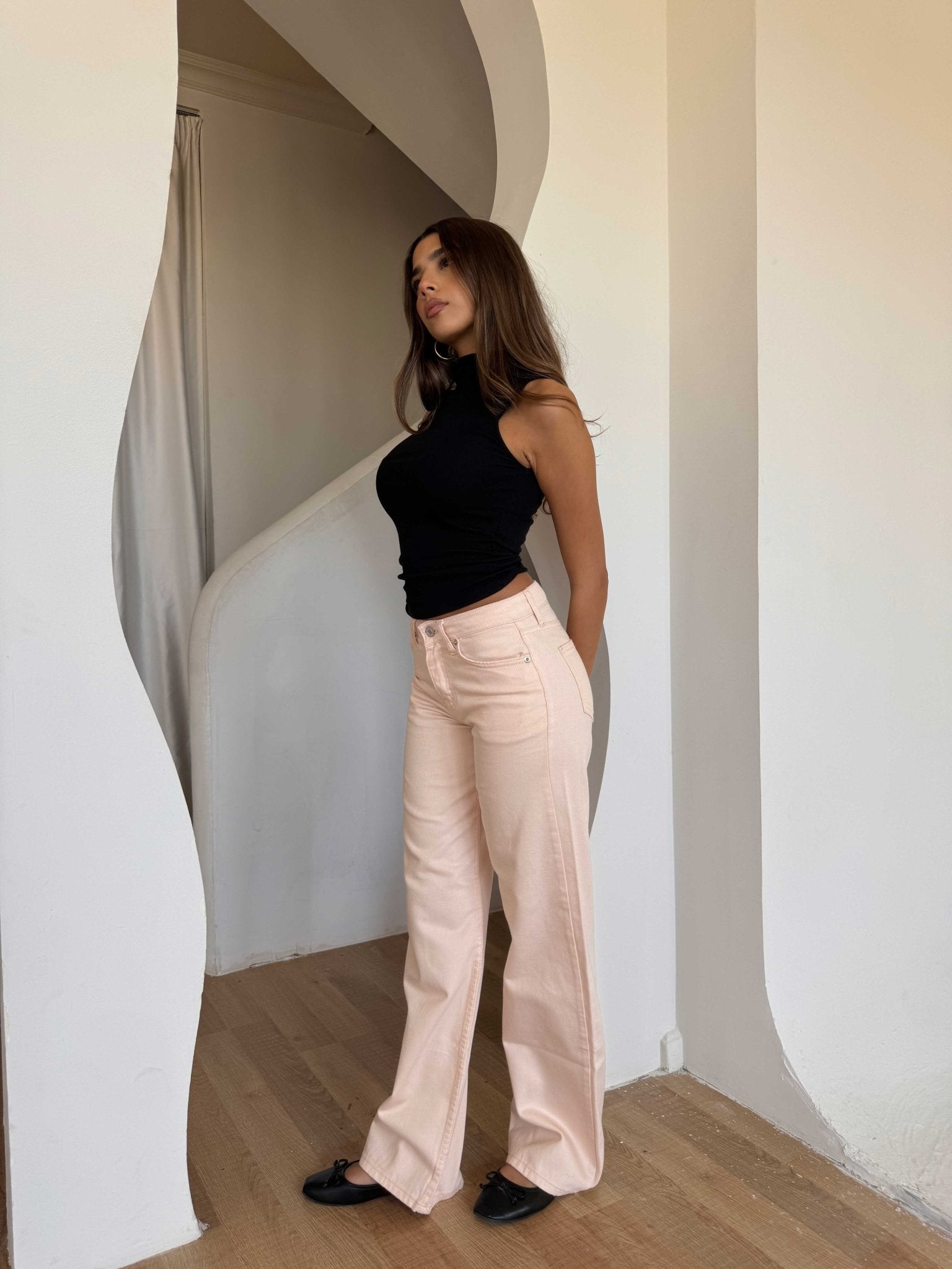Wide Leg – Low Waist Light Pink Jeans wide leg CIZARO - Cizaro Jeans