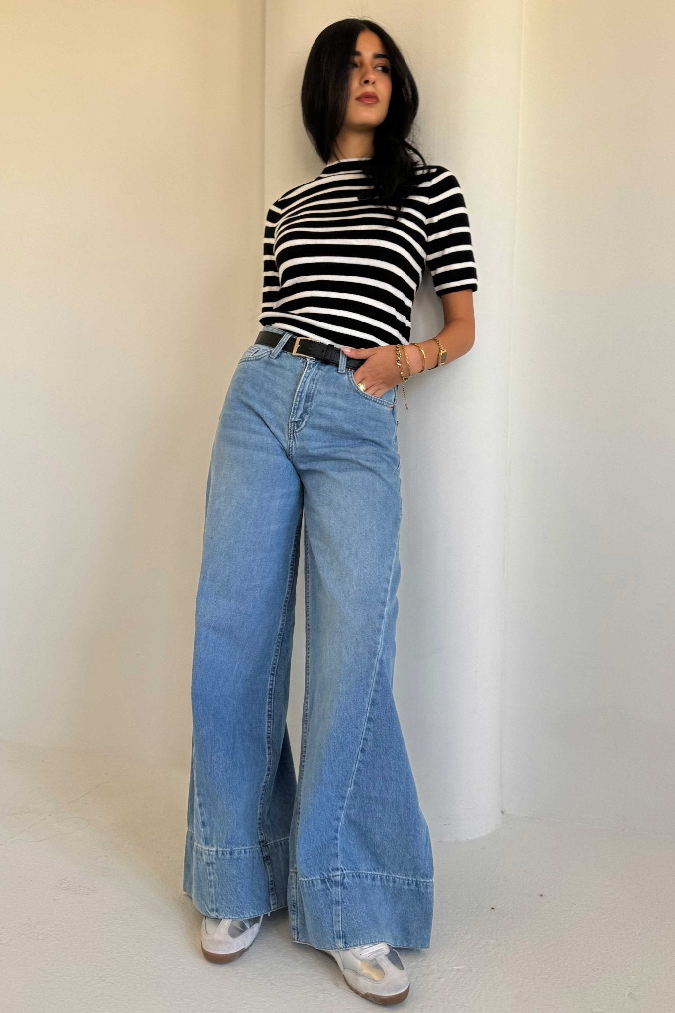 Extreme Wide Leg – High Waist Bright Blue Jeans Extreme Wide Leg CIZARO - Cizaro Jeans