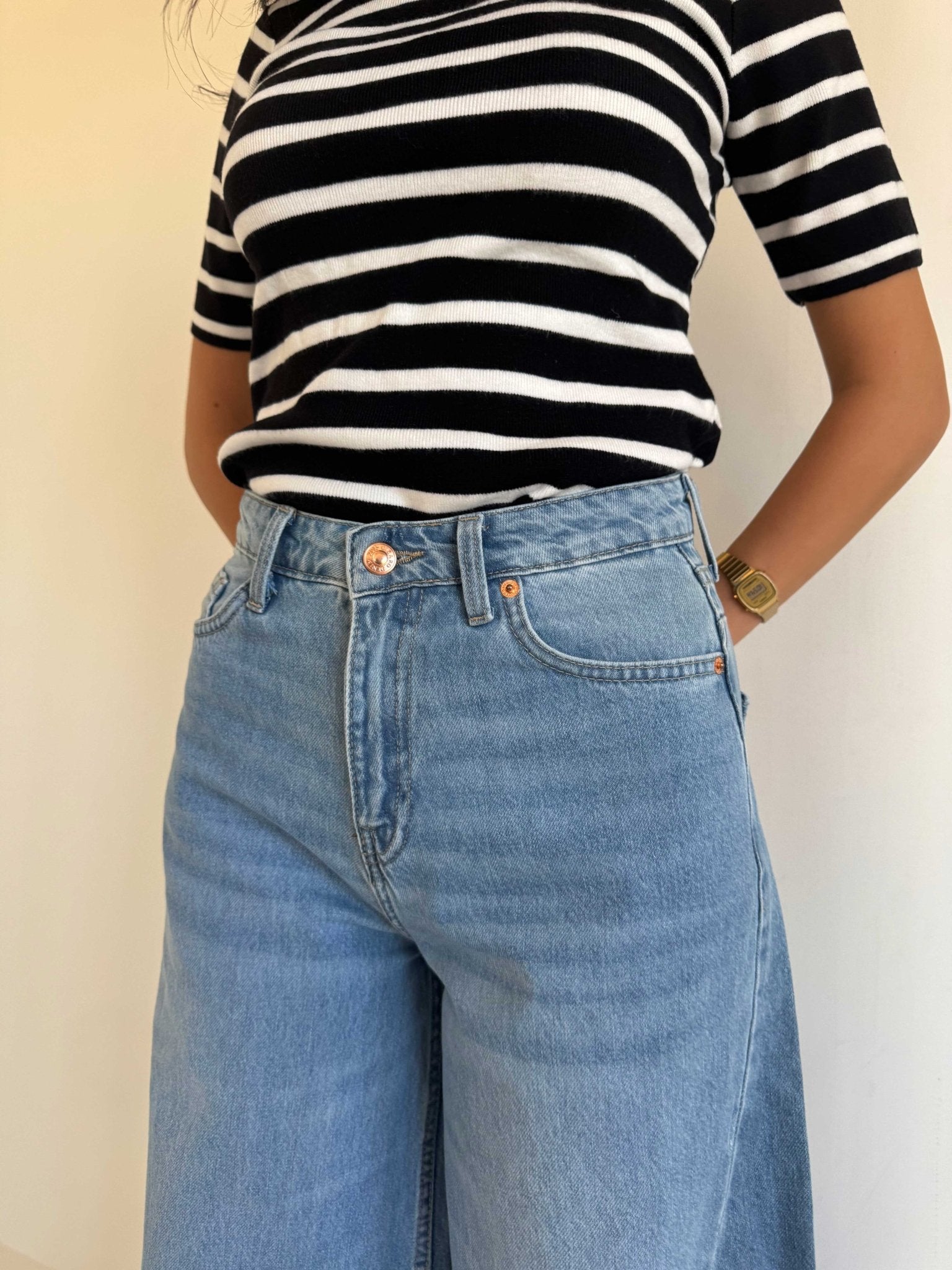 Extreme Wide Leg – High Waist Bright Blue Jeans Extreme Wide Leg CIZARO - Cizaro Jeans