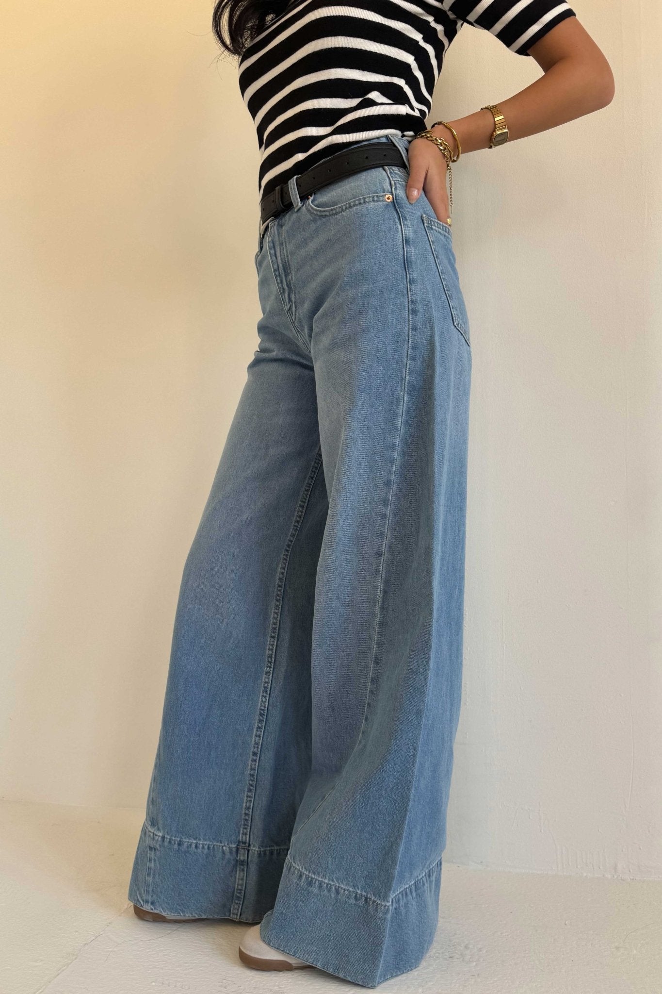 Extreme Wide Leg – High Waist Bright Blue Jeans Extreme Wide Leg CIZARO - Cizaro Jeans