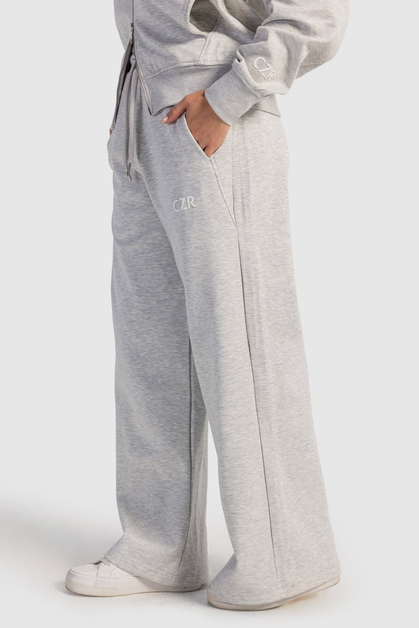 Relaxed Fit Wide-Leg Sweatpants – Light Grey pants CIZARO - Cizaro Jeans