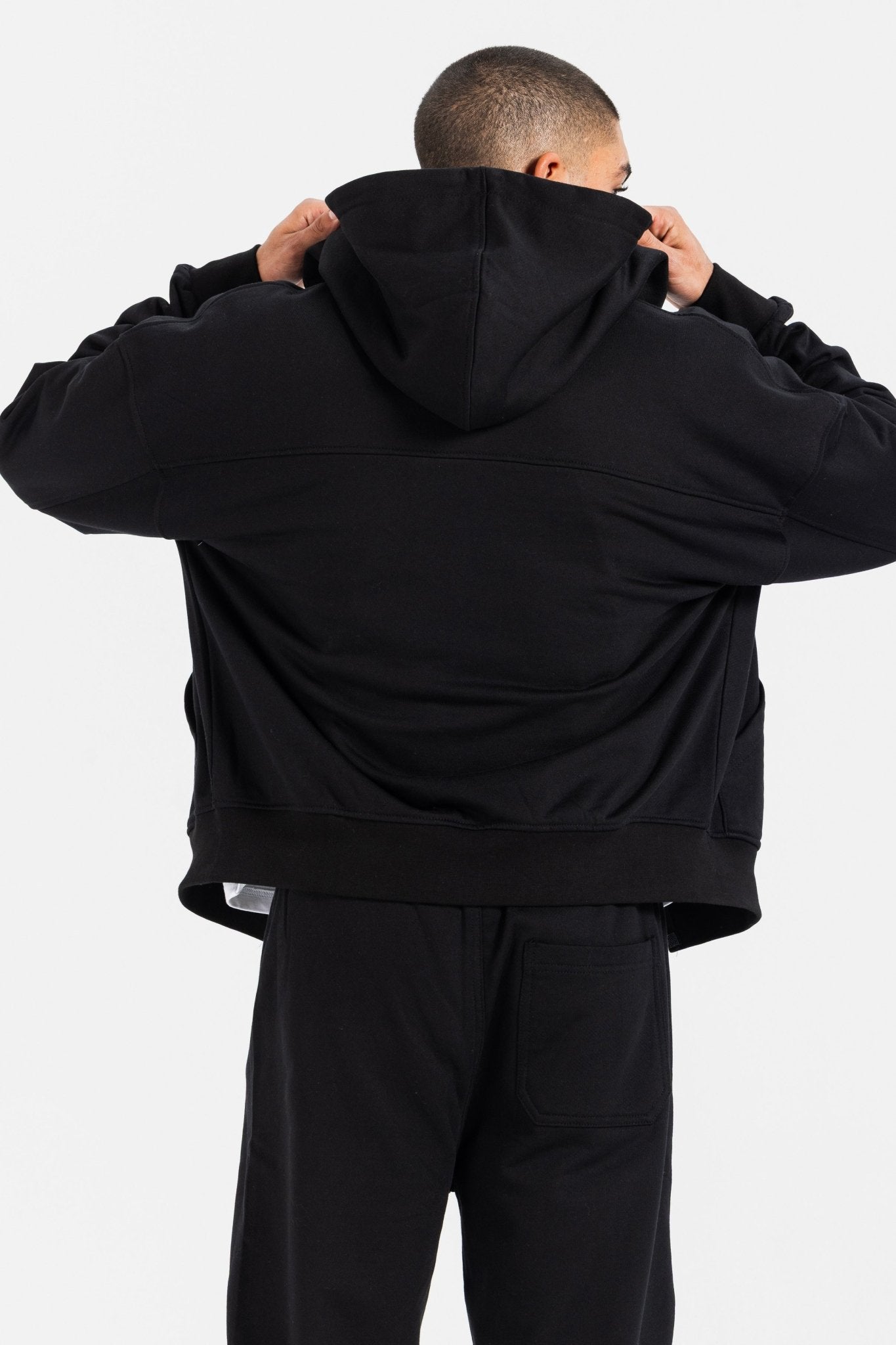 Zip-Up Hoodie – Black Hoodie-Man CIZARO - Cizaro Jeans