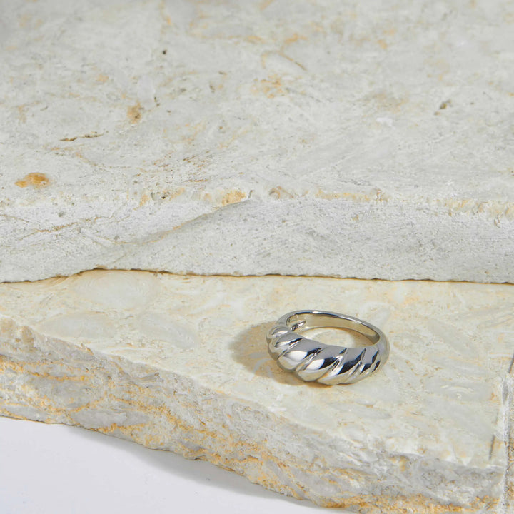 Bold Croissant Dome Silver Ring.