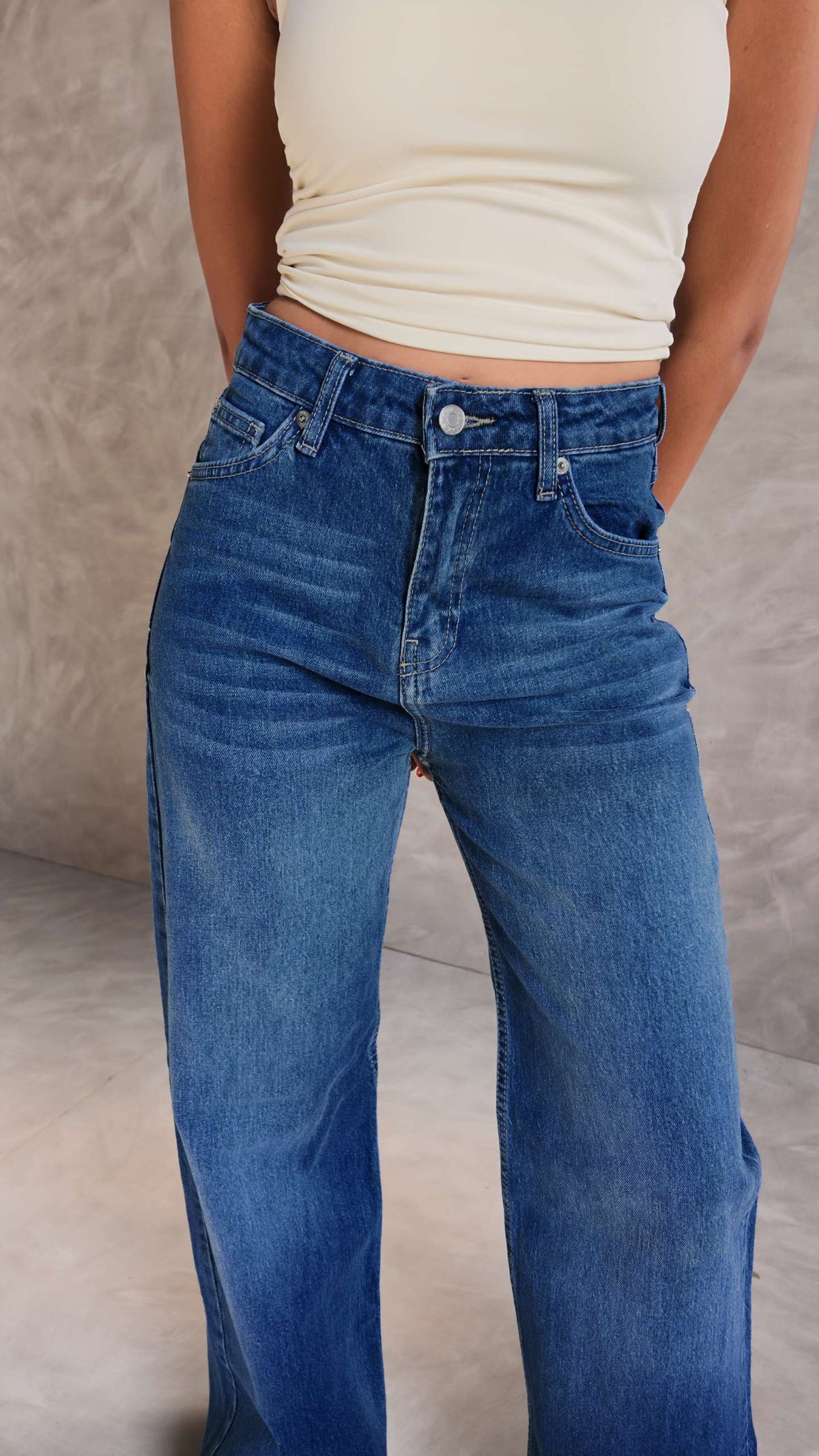 Ultra Comfort Baggy High-Waist Mid Vintage Blue Jeans Baggy CIZARO - Cizaro Jeans