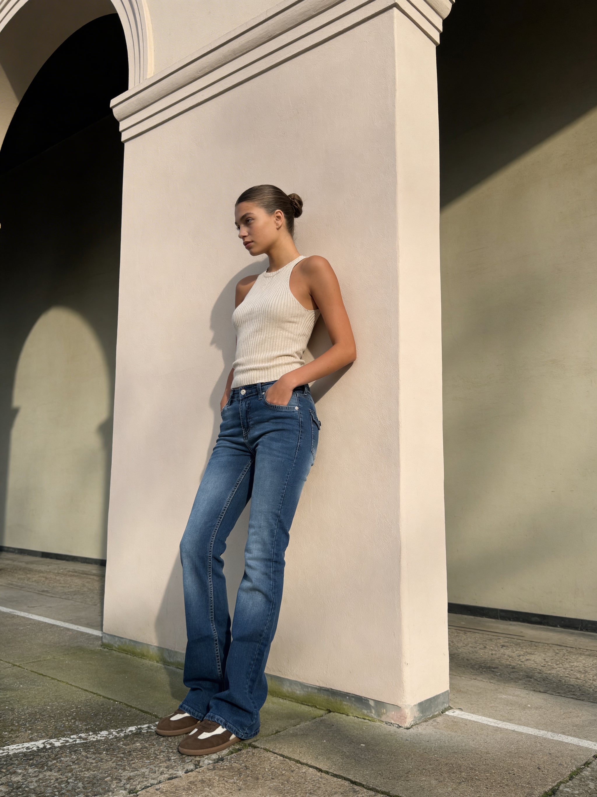 Flare Flap pocket , low waist Marine Blue jeans Flare CIZARO - Cizaro Jeans