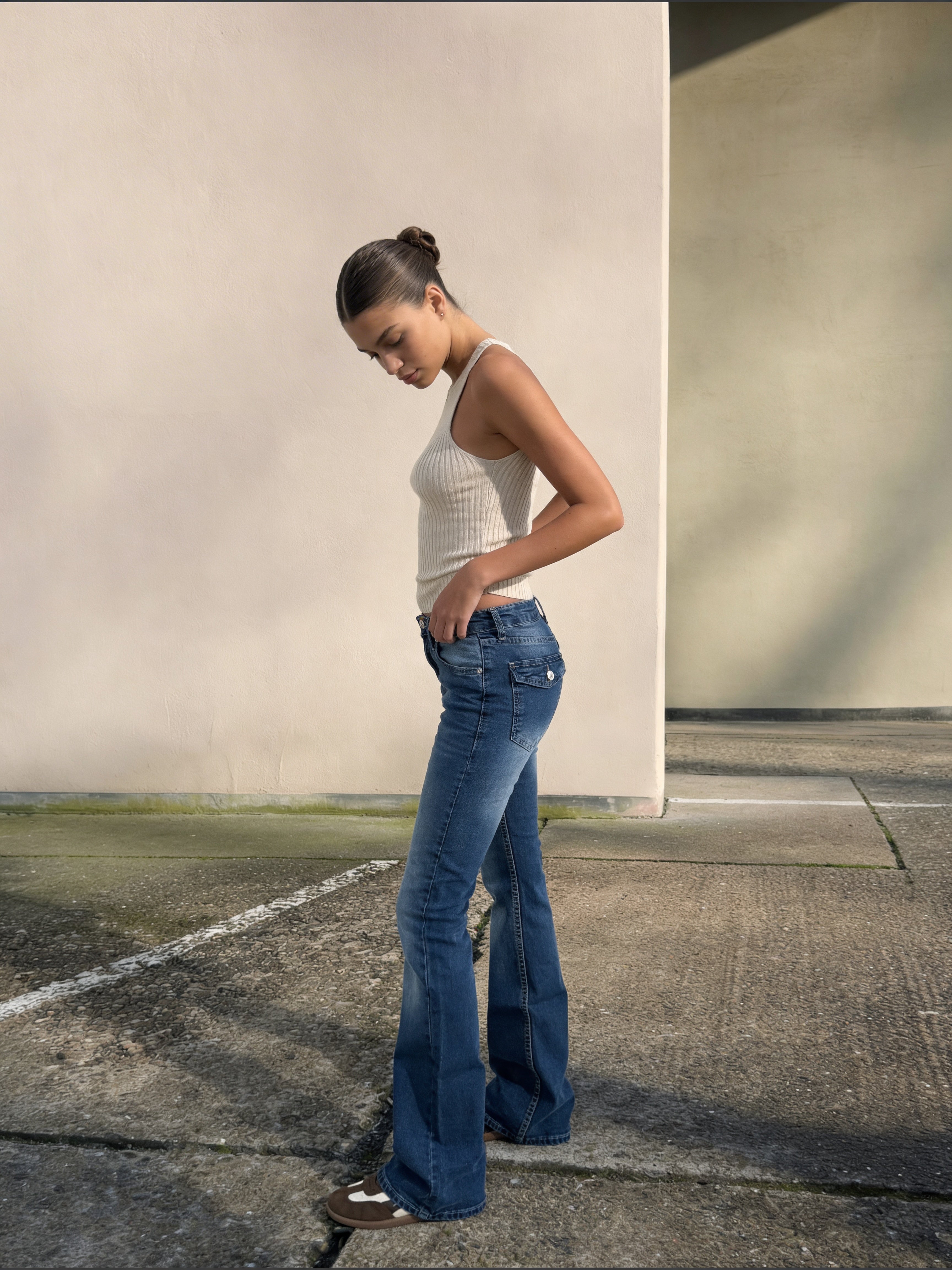 Flare Flap pocket , low waist Marine Blue jeans Flare CIZARO - Cizaro Jeans