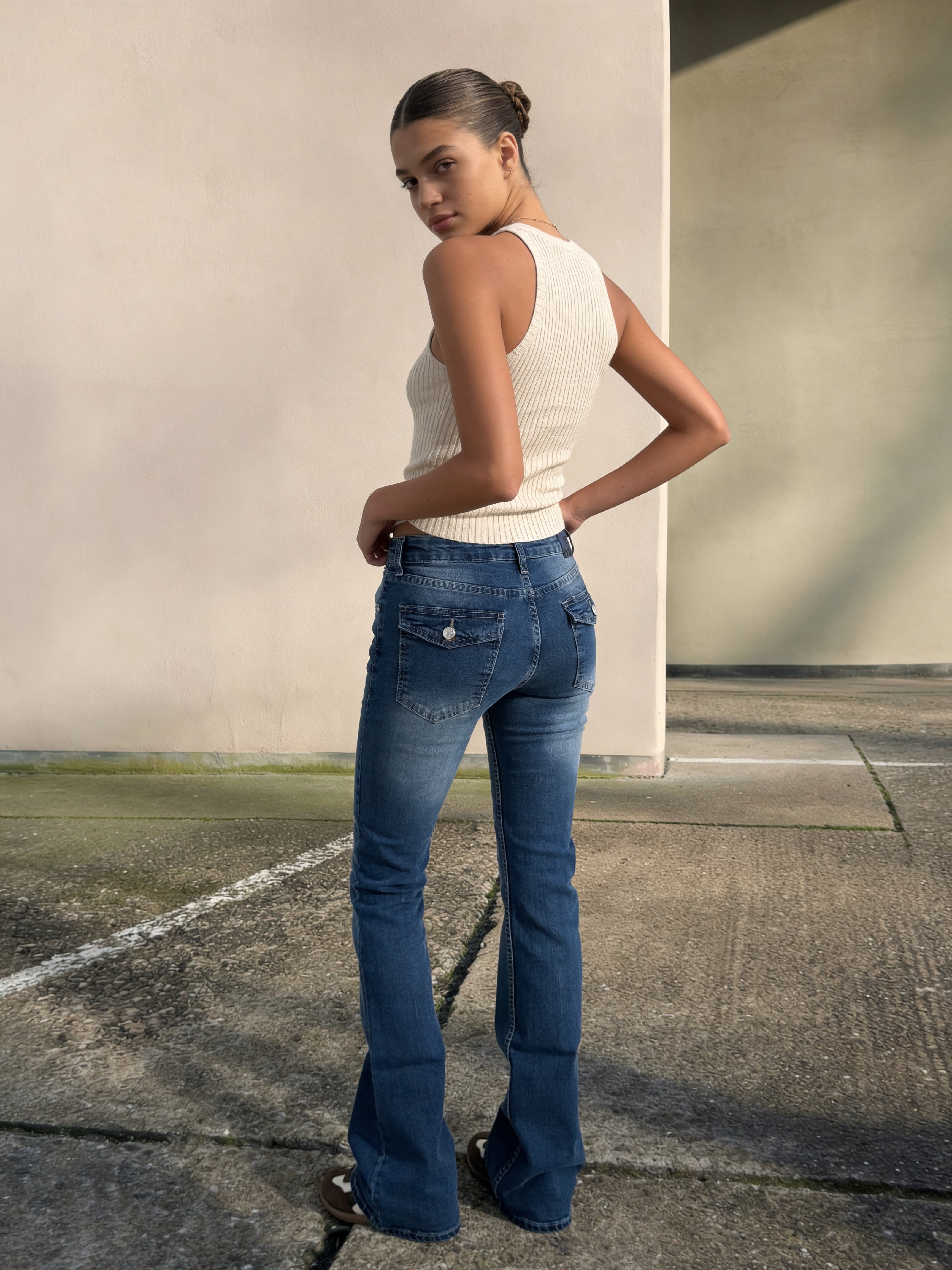 Flare Flap pocket , low waist Marine Blue jeans Flare CIZARO - Cizaro Jeans