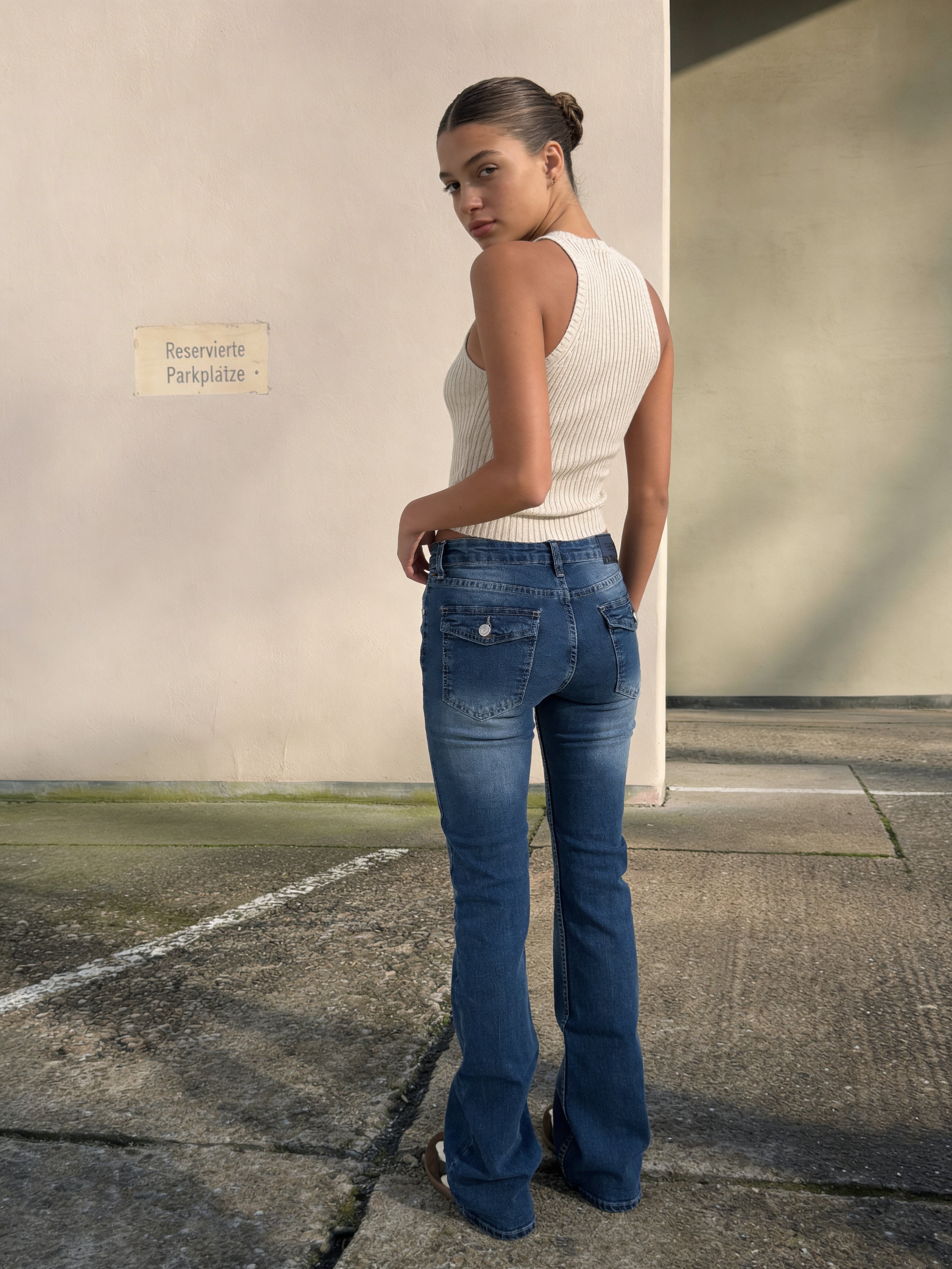 Flare Flap pocket , low waist Marine Blue jeans Flare CIZARO - Cizaro Jeans