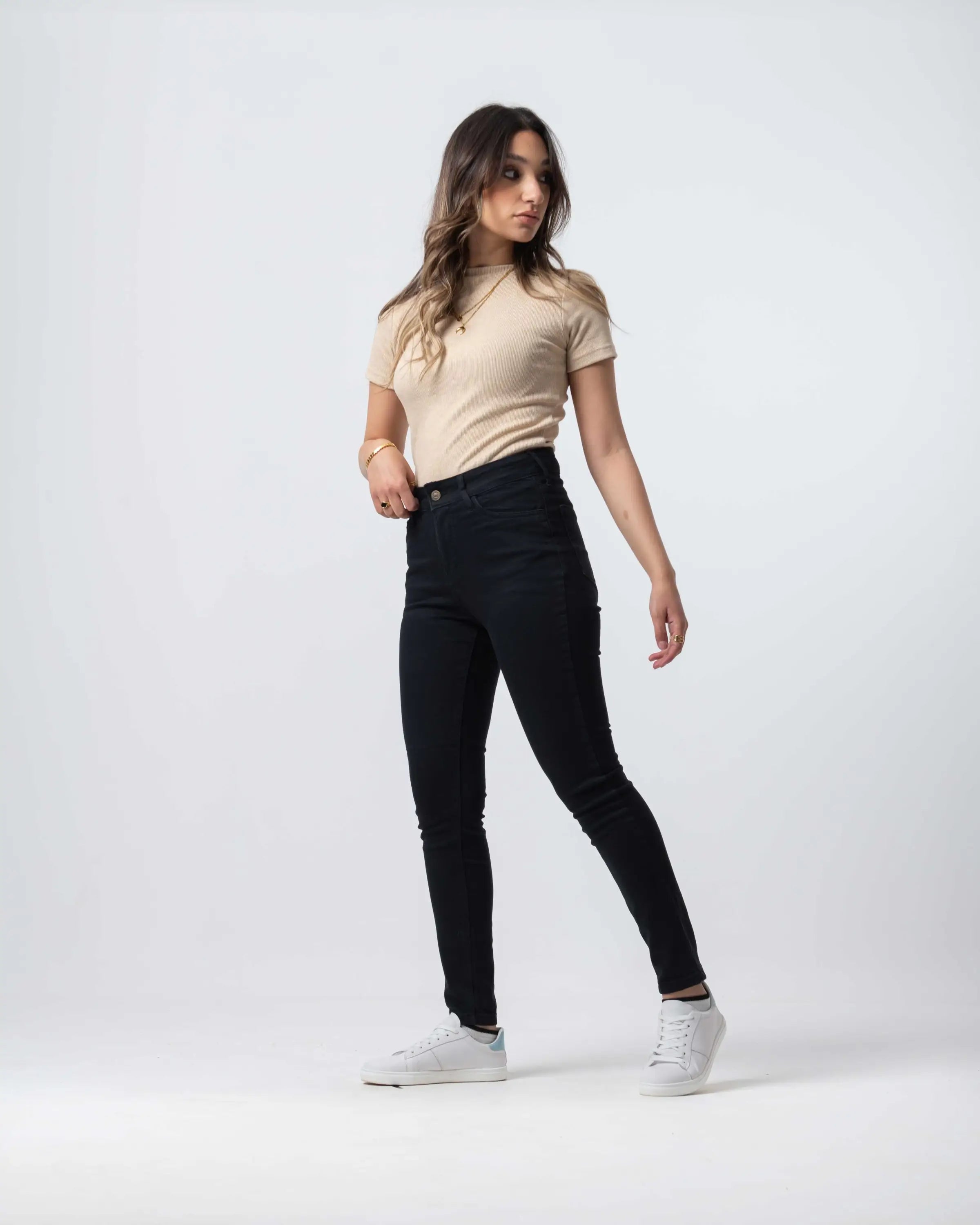 High-Waist Black Gabardine Skinny Pants. Skinny CIZARO    - Cizaro Jeans