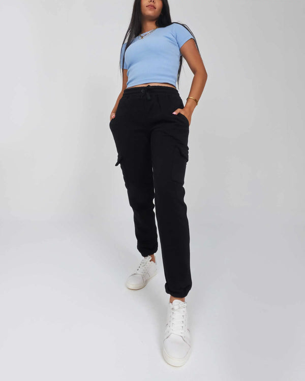 High-Waist Black Joggers Sweatpants.