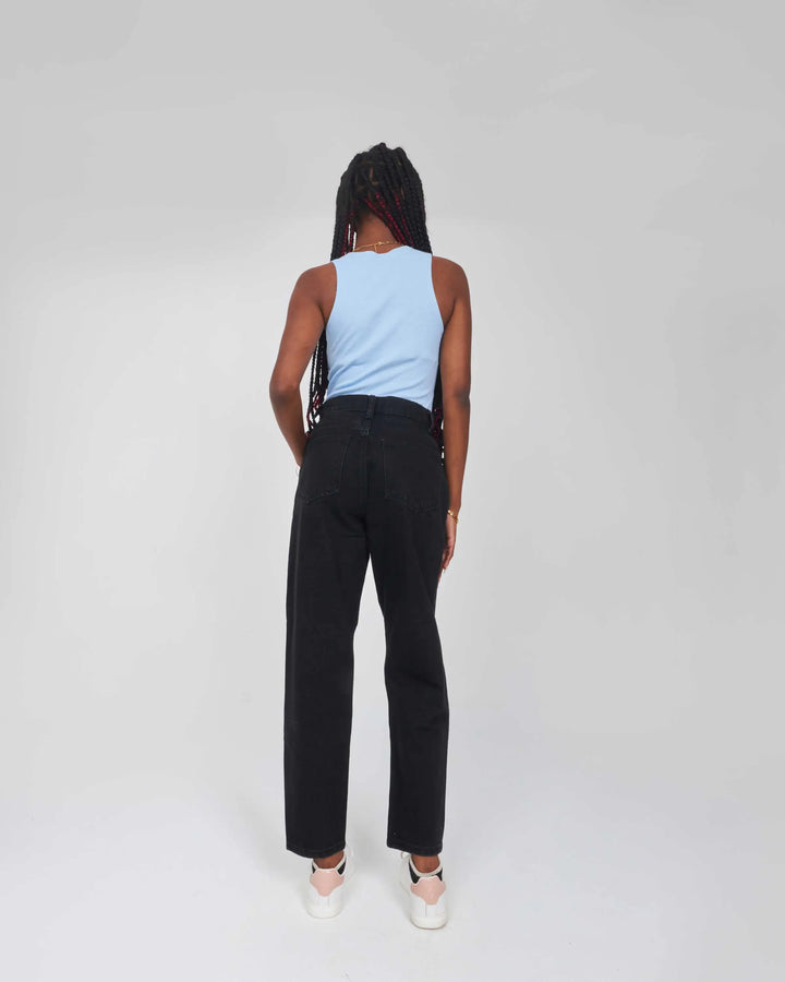 High-Waist Faded Black Mom-Fit Jeans.