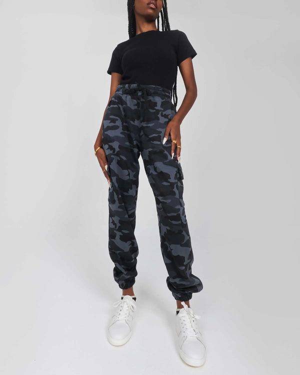 High-Waist Grey Patterned Joggers Sweatpants.