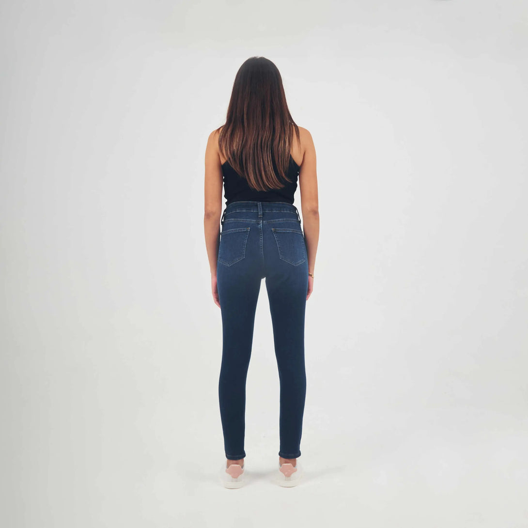 High-Waist Navy Blue Ripped Skinny Jeans.