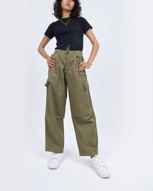 High-Waist Olive Cargo Trousers.