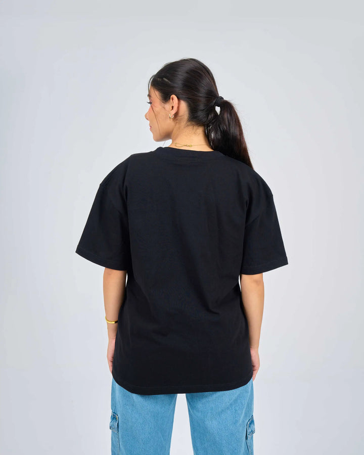 Oversized Black Cotton T-Shirt.
