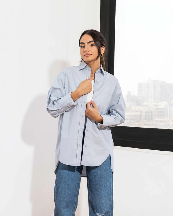 Oversized Light Blue Cotton Shirt.