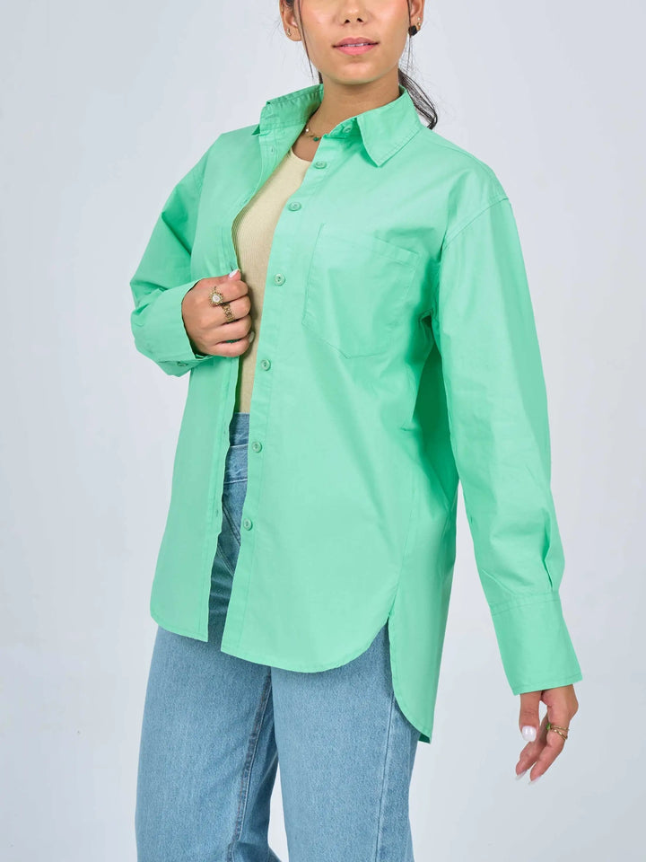 Oversized Light Green Cotton Shirt.