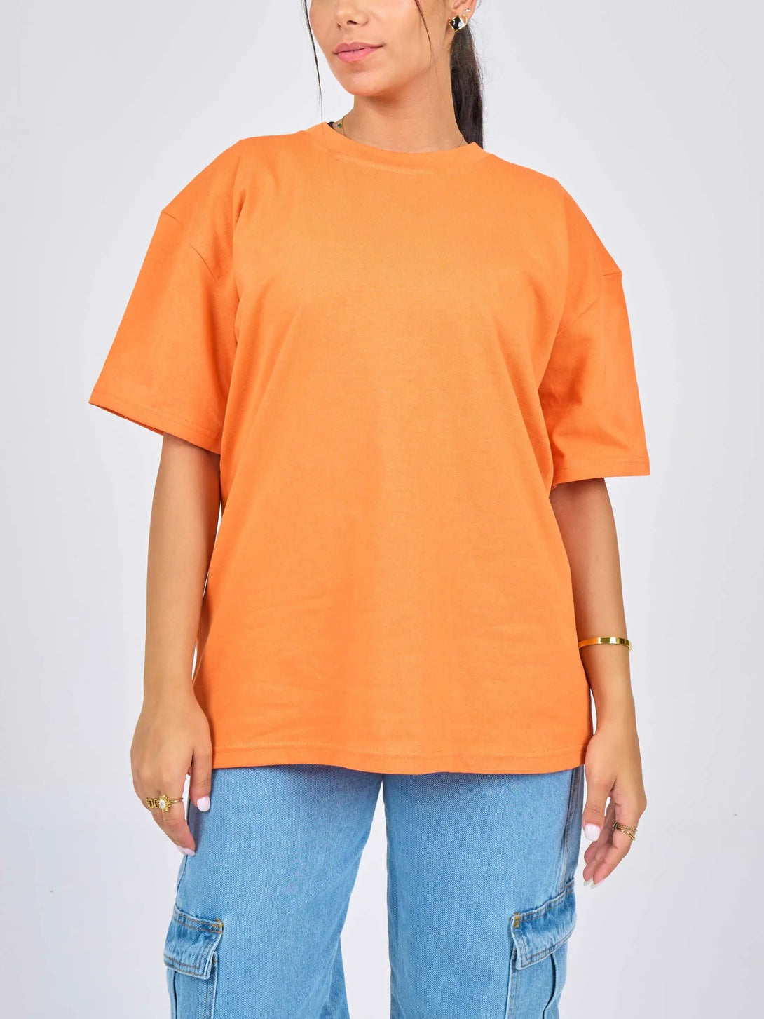 Oversized Orange Cotton T-Shirt.