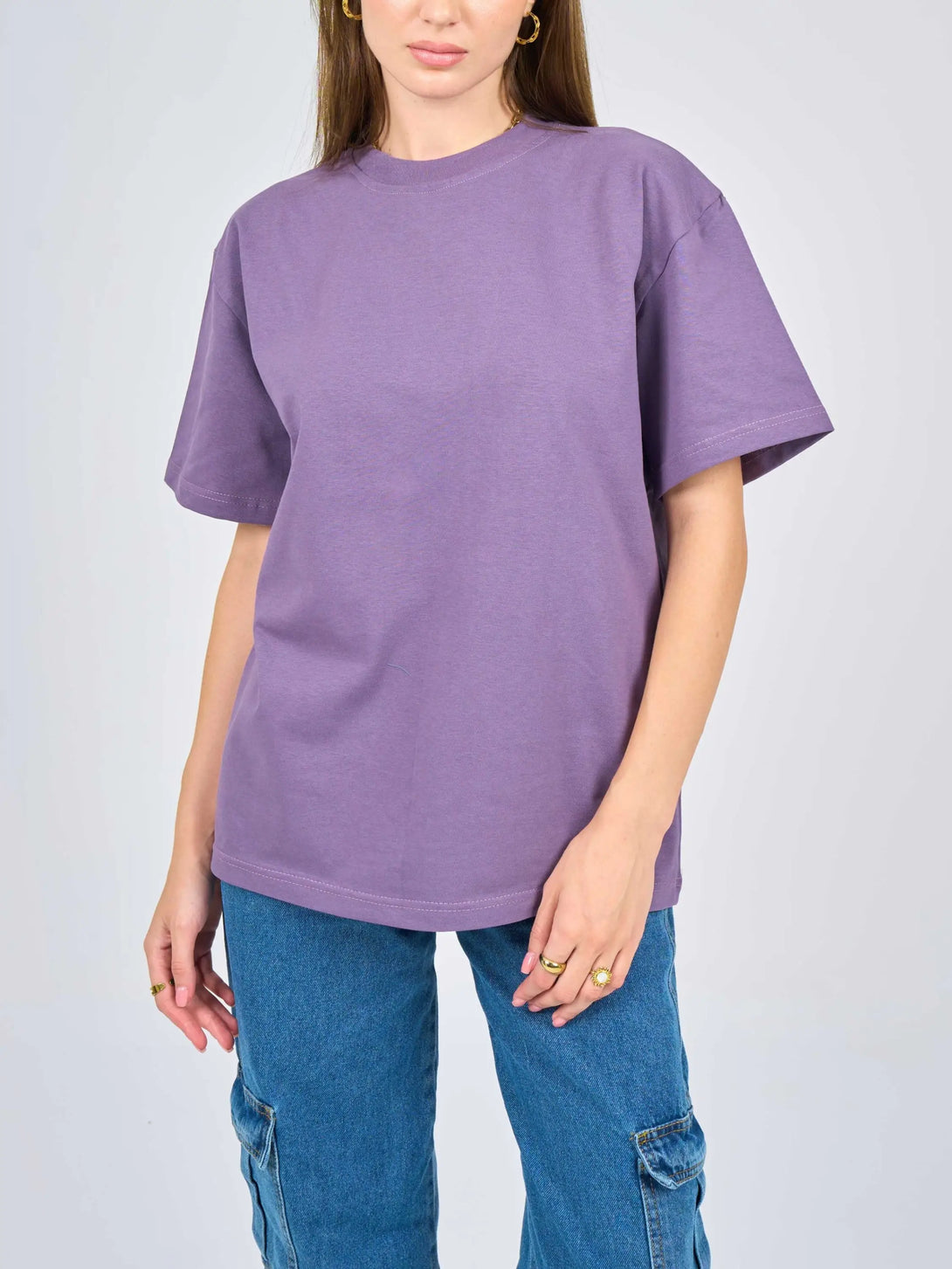 Oversized Purple Cotton T-Shirt.