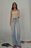 Wide-Leg Raw Hem Turn-Up - High-Waist Light Vintage Blue Jeans wide leg CIZARO - Cizaro Jeans
