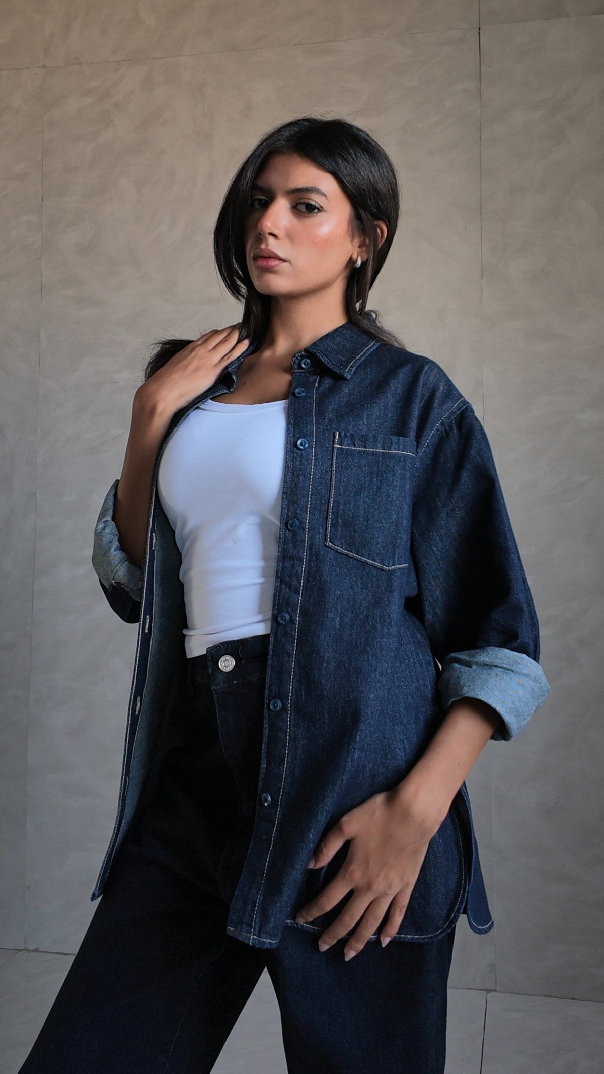 Oversized Denim Shirt – Raw Denim Shirt CIZARO - Cizaro Jeans