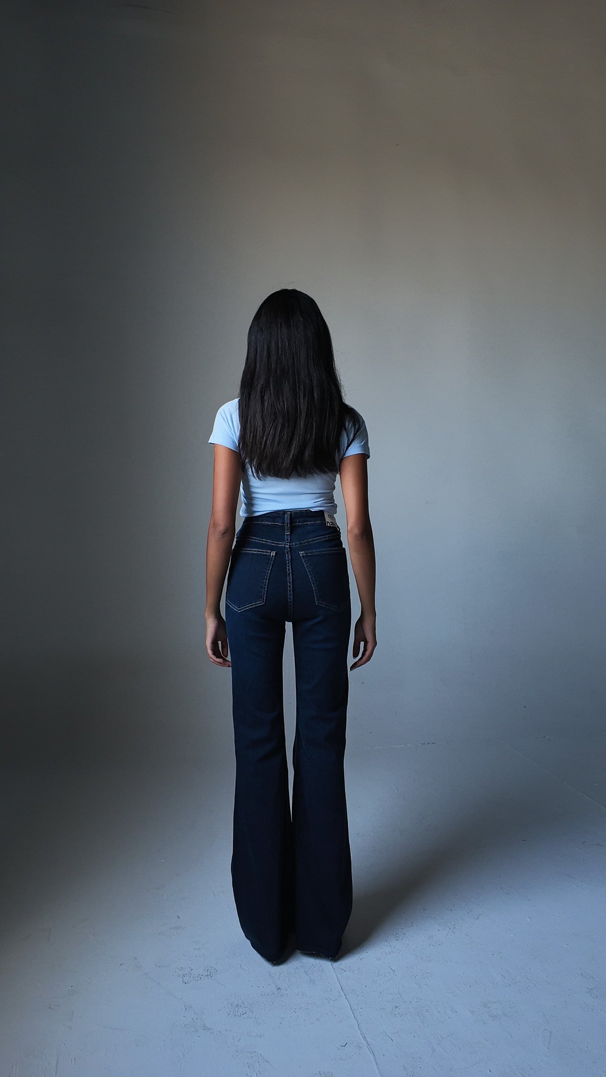 Super Flare High-Waist Dark Vintage Blue Jeans Super Flare CIZARO - Cizaro Jeans