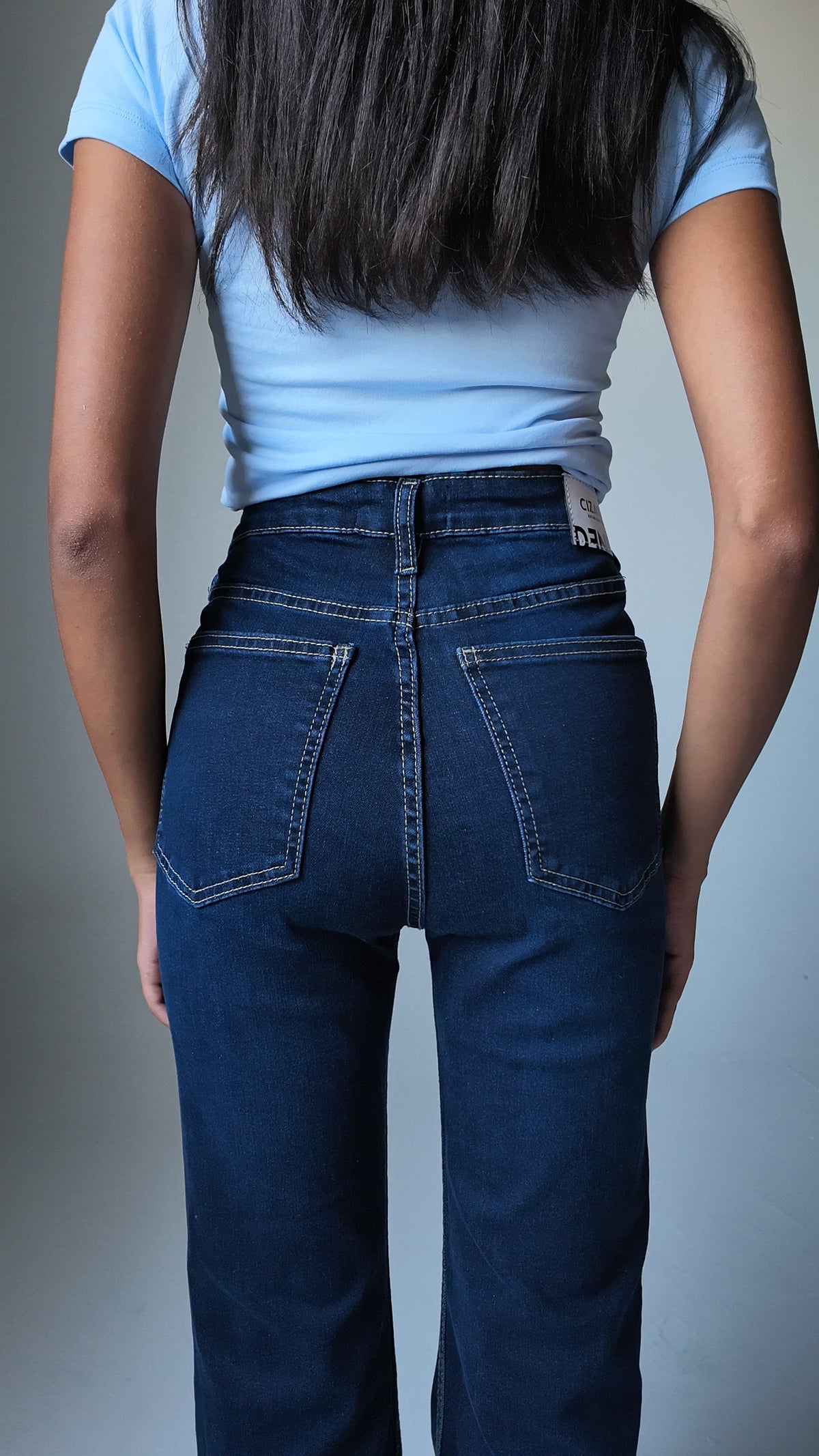 Super Flare High-Waist Dark Vintage Blue Jeans Super Flare CIZARO - Cizaro Jeans