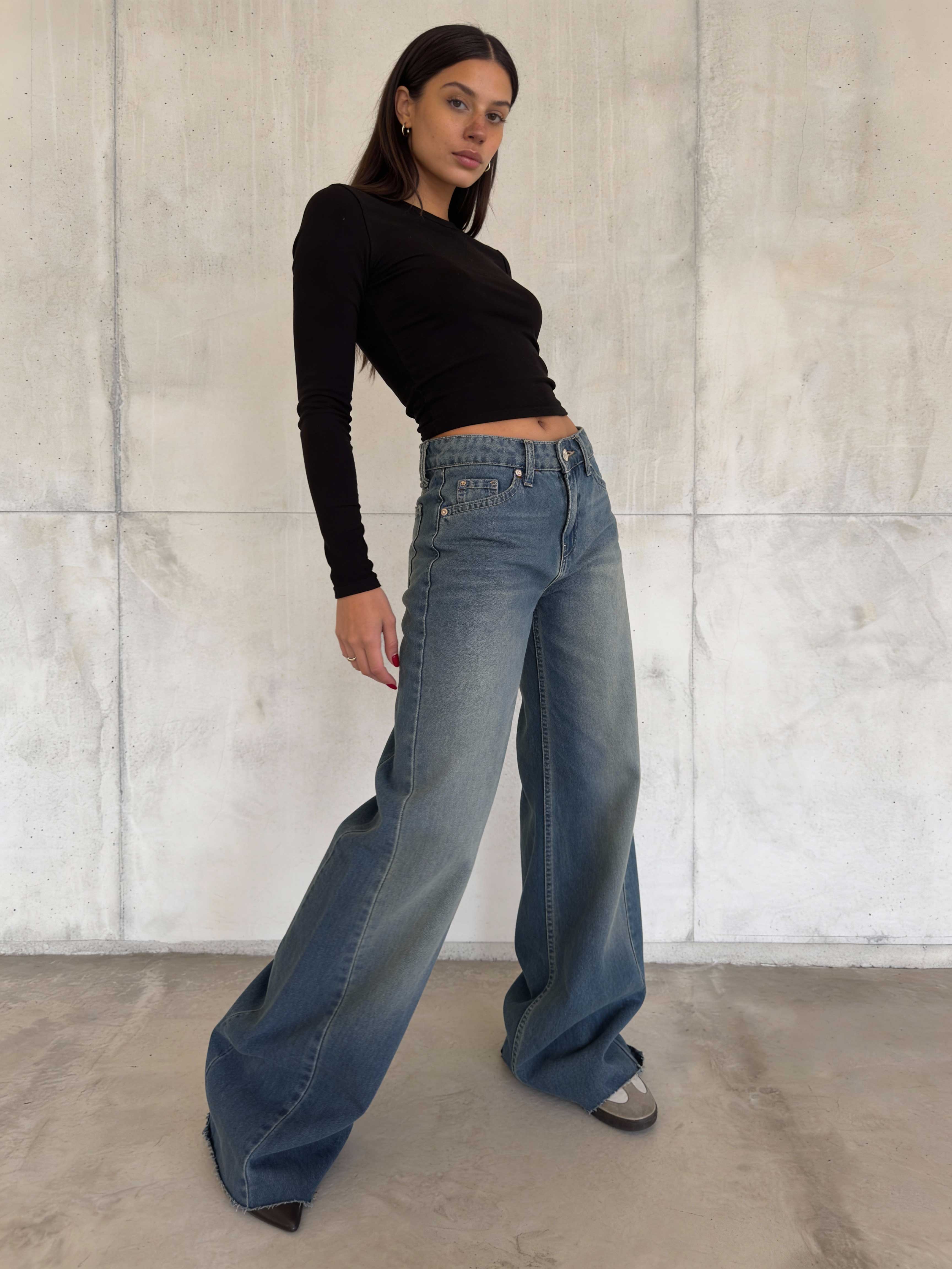 Super Baggy – Mid-Rise Mid Vintage Blue Jeans super baggy CIZARO - Cizaro Jeans