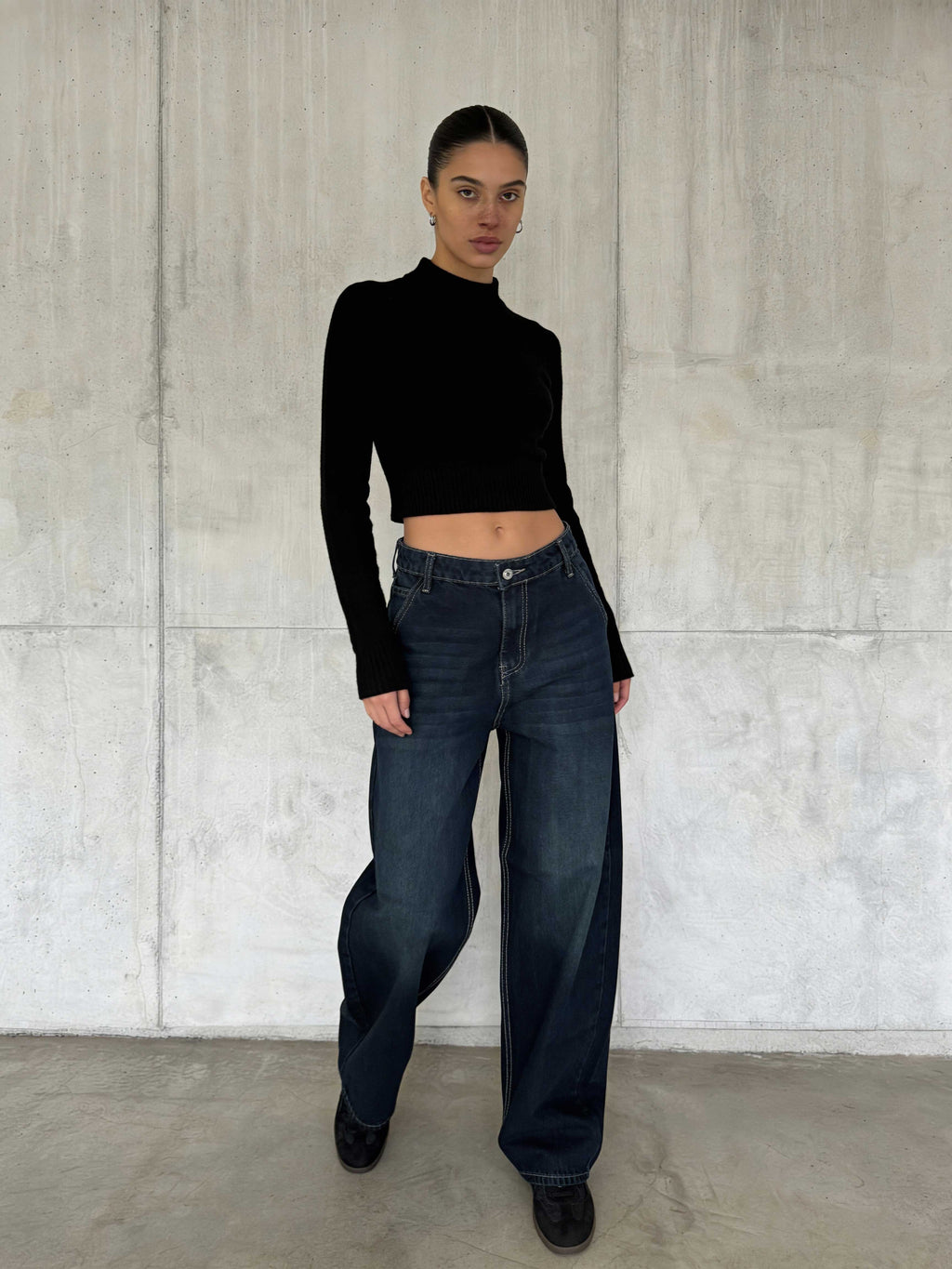 Skater – High-Waist Deep Vintage Green Jeans skater CIZARO - Cizaro Jeans