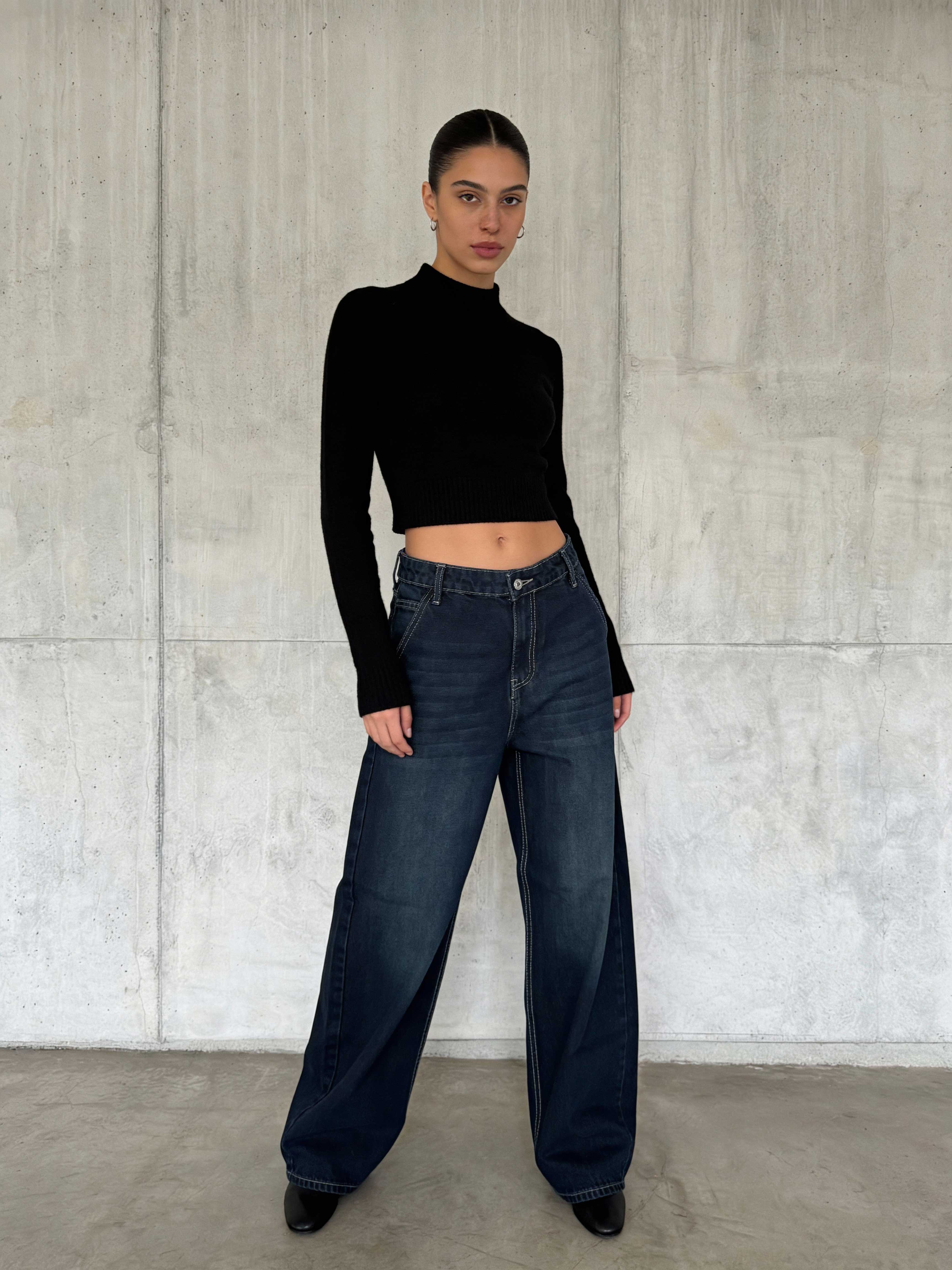 Skater – High-Waist Deep Vintage Green Jeans skater CIZARO - Cizaro Jeans