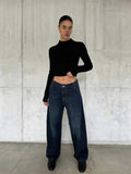 Skater – High-Waist Deep Vintage Green Jeans skater CIZARO - Cizaro Jeans