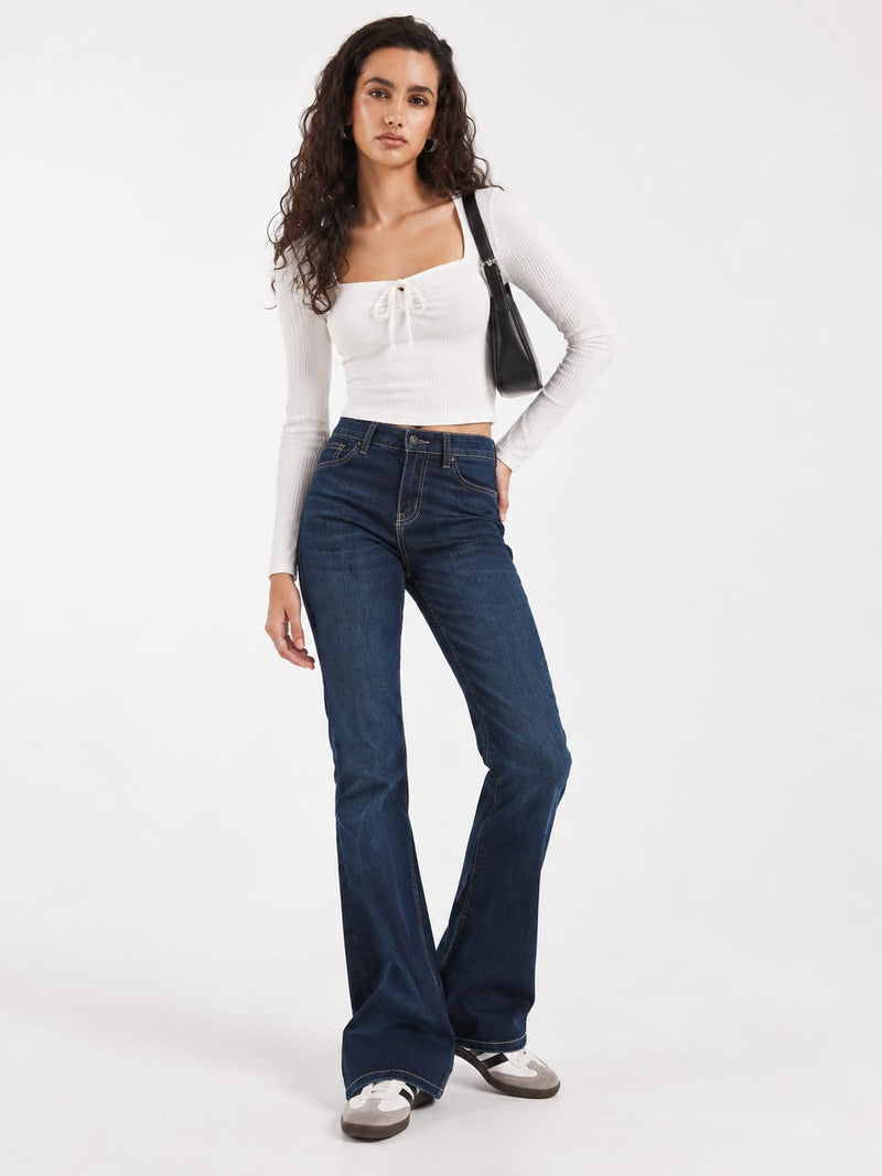 Slim Flare High-Waist Midnight Vintage green Jeans Flare CIZARO - Cizaro Jeans